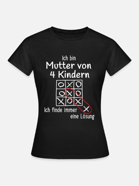 Mutter von 4 Kindern Geschenk zum 4. Kind - Frauen T-Shirt - Schwarz