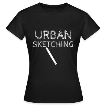 Urban sketching - Women's T-Shirt - black - Front - AI Model Female 172 dark (172cm)