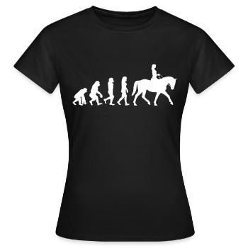 Lustige Reiterin Sprüche Pferd Evolution Reiterin - Frauen T-Shirt - Schwarz - Vorne - AI Model Female 172 dark (172cm)