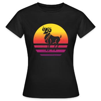 Signe du zodiaque Bélier - T-shirt Femme - noir - Devant - AI Model Female 172 dark (172cm)