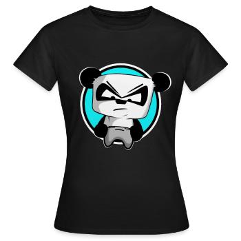 funny gaming panda PEW PEW gamer gambler - Women's T-Shirt - black - Front - AI Model Female 172 dark (172cm)