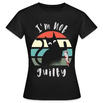 Je suis innocent, chat avec couteau - T-shirt Femme - noir - Devant - AI Model Female 172 dark (172cm)