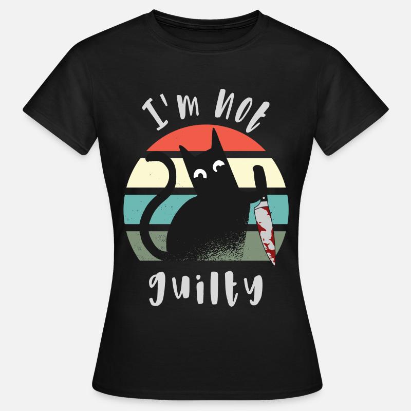 Ich bin unschuldig, Katze mit Messer - Frauen T-Shirt - Schwarz