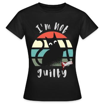 Je suis innocent, chat avec hache - T-shirt Femme - noir - Devant - AI Model Female 172 dark (172cm)