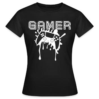 Gamer-Spielkonsole - Frauen T-Shirt - Schwarz - Vorne - AI Model Female 172 dark (172cm)