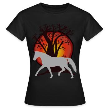 Chevaux, Chevaux, Cheval Sauvage, Nature, Nature Sauvage, Soleil, Cheval - T-shirt Femme - noir - Devant - AI Model Female 172 dark (172cm)