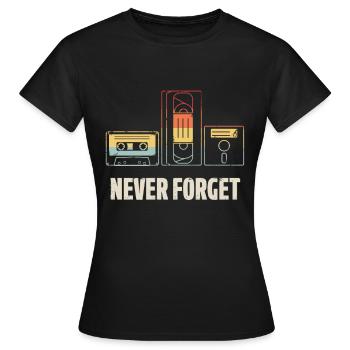 Never forget Video Floppy Disc Audio Cassette - T-shirt Femme - noir - Devant - AI Model Female 172 dark (172cm)