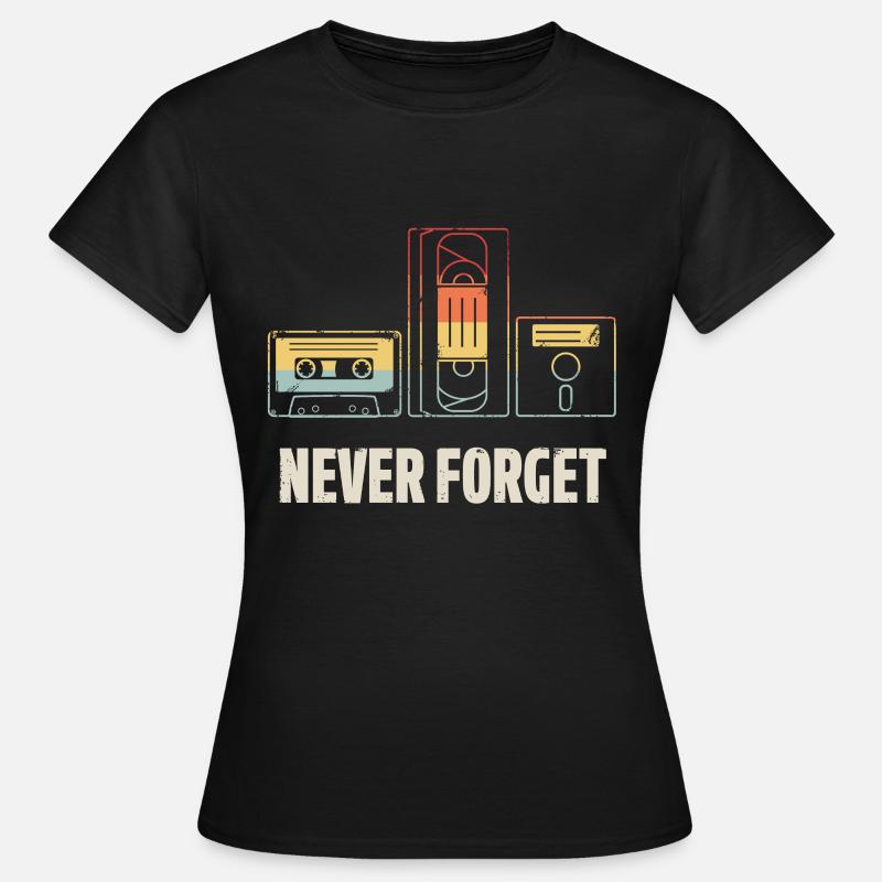 Never forget Video Floppy Disc Audio Cassette - Frauen T-Shirt - Schwarz