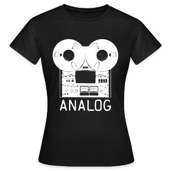 Bobine de bande analogique Hi-Fi Vintage Audio Tape Machine - T-shirt Femme - noir - Devant - AI Model Female 172 dark (172cm)