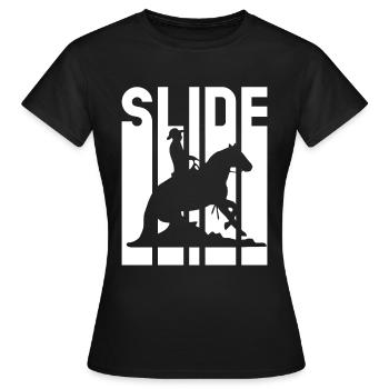 Sliding Stop Western Riding Reining Gift - Women's T-Shirt - black - Front - AI Model Female 172 dark (172cm)