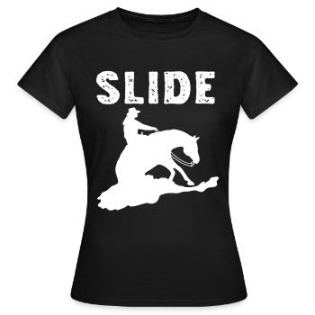 Sliding Stop Western Riding Reining Gift - Women's T-Shirt - black - Front - AI Model Female 172 dark (172cm)
