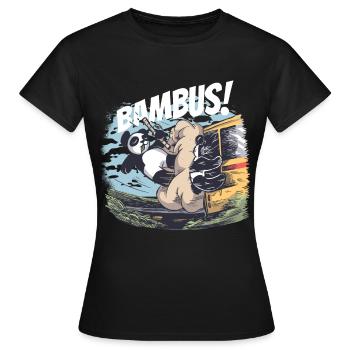 Panda Bambus lustig Bus Geschenk - Frauen T-Shirt - Schwarz - Vorne - AI Model Female 172 dark (172cm)