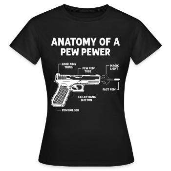 Anatomy Of A Pew Pewer Gun Weapon Lover - Frauen T-Shirt - Schwarz - Vorne - AI Model Female 172 dark (172cm)