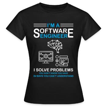Je suis un ingénieur logiciel développeur de logiciels - T-shirt Femme - noir - Devant - AI Model Female 172 dark (172cm)