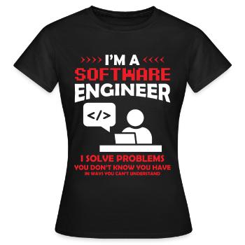 Je suis un ingénieur logiciel développeur de logiciels - T-shirt Femme - noir - Devant - AI Model Female 172 dark (172cm)