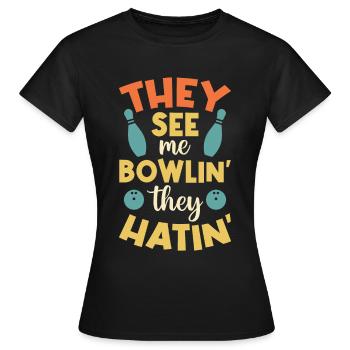 Rollin avec mes Homies - Bowling Alley Sport Bowler - T-shirt Femme - noir - Devant - AI Model Female 172 dark (172cm)