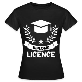 diplômé en licence. - T-shirt Femme - noir - Devant - AI Model Female 172 dark (172cm)