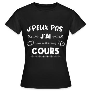 je peux pas j ai cours - T-shirt Femme - noir - Devant - AI Model Female 172 dark (172cm)