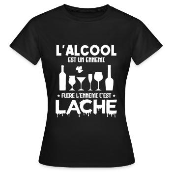 L'alcool est un ennemi - T-shirt Femme - noir - Devant - AI Model Female 172 dark (172cm)