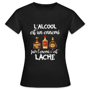L'alcool est un ennemi - T-shirt Femme - noir - Devant - AI Model Female 172 dark (172cm)