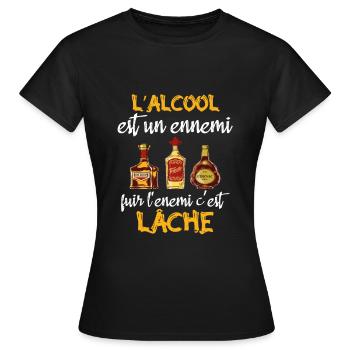 L'alcool est un ennemi - T-shirt Femme - noir - Devant - AI Model Female 172 dark (172cm)