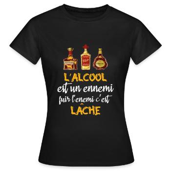 L'alcool est un ennemi - T-shirt Femme - noir - Devant - AI Model Female 172 dark (172cm)