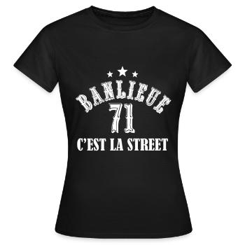 banlieue 71 c'est la street - T-shirt Femme - noir - Devant - AI Model Female 172 dark (172cm)