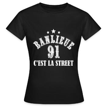 banlieue 91 c'est la street - T-shirt Femme - noir - Devant - AI Model Female 172 dark (172cm)