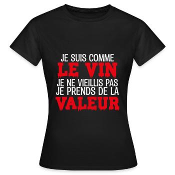 Je Suis Comme Le Vin - T-shirt Femme - noir - Devant - AI Model Female 172 dark (172cm)