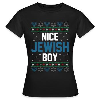 Hanukkah Jewish Ugly Christmas - Nice Jewish Boy - Women's T-Shirt - black - Front - AI Model Female 172 dark (172cm)