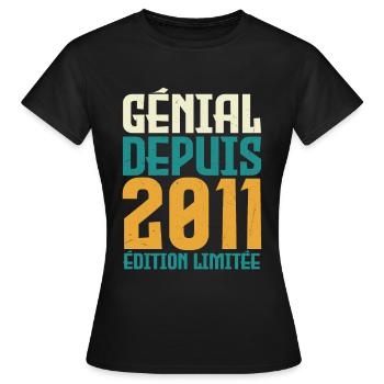Génial depuis 2011 - T-shirt Femme - noir - Devant - AI Model Female 172 dark (172cm)