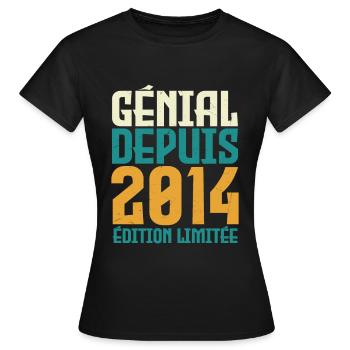 Génial depuis 2014 - T-shirt Femme - noir - Devant - AI Model Female 172 dark (172cm)