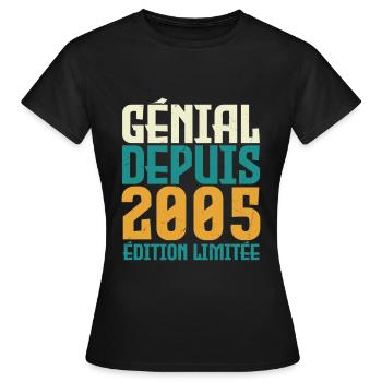 Génial depuis 2005 - T-shirt Femme - noir - Devant - AI Model Female 172 dark (172cm)