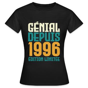 Génial depuis 1996 - T-shirt Femme - noir - Devant - AI Model Female 172 dark (172cm)