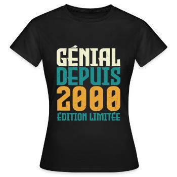 Génial depuis 2000 - T-shirt Femme - noir - Devant - AI Model Female 172 dark (172cm)