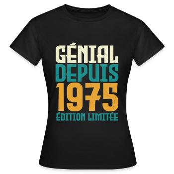 Génial depuis 1975 - T-shirt Femme - noir - Devant - AI Model Female 172 dark (172cm)
