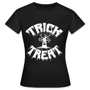 trick treat, Halloween. - T-shirt Femme - noir - Devant - AI Model Female 172 dark (172cm)