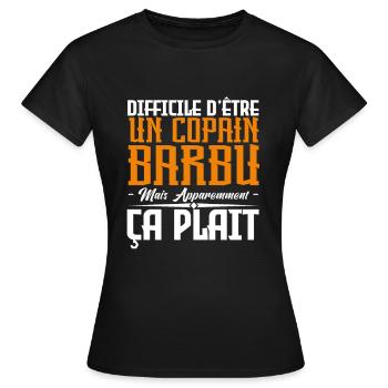 copain barbu, citations barbe, cadeau copain - T-shirt Femme - noir - Devant - AI Model Female 172 dark (172cm)