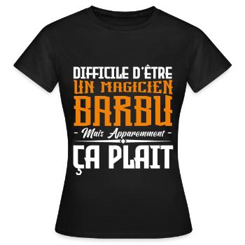 magicien barbu, citations barbe, cadeau magicien - T-shirt Femme - noir - Devant - AI Model Female 172 dark (172cm)