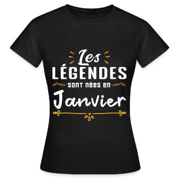 Les légendes sont nés en Février - T-shirt Femme - noir - Devant - AI Model Female 172 dark (172cm)