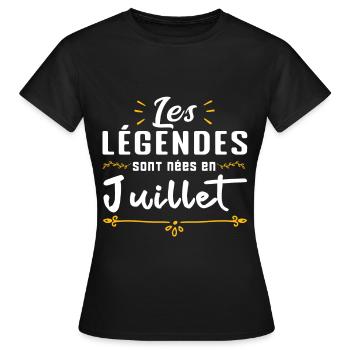 Les légendes sont nés en Juillet - T-shirt Femme - noir - Devant - AI Model Female 172 dark (172cm)