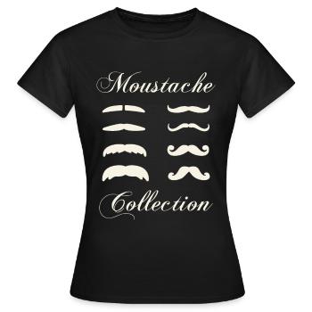 Collection de moustaches, Idée cadeau d'élégance. - T-shirt Femme - noir - Devant - AI Model Female 172 dark (172cm)