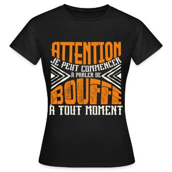 Avertissement, bouffe à tout moment. - T-shirt Femme - noir - Devant - AI Model Female 172 dark (172cm)