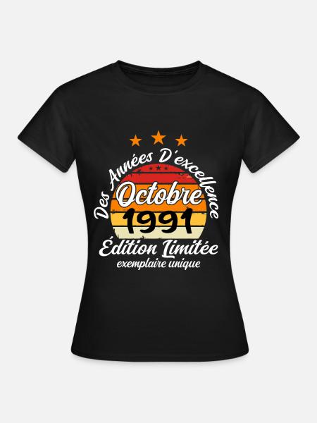 les années d'excellences octobre 1991. - T-shirt Femme - noir