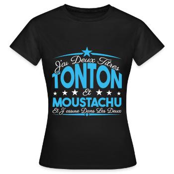 J'ai deux titres tonton et moustachu. Cadeau. - T-shirt Femme - noir - Devant - AI Model Female 172 dark (172cm)