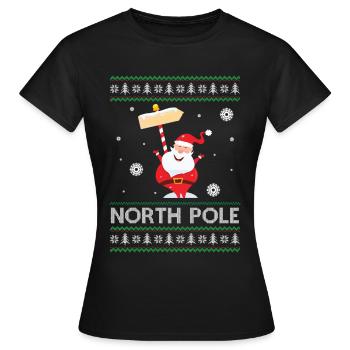 Pole Dancing Santa Claus Pun Joke - North Pole - Women's T-Shirt - black - Front - AI Model Female 172 dark (172cm)
