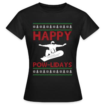 Snowboarding Ugly Christmas - Happy Pow-Lidays - T-shirt Femme - noir - Devant - AI Model Female 172 dark (172cm)