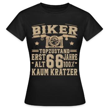 66 Geburtstag Mann Biker 66 Jahre Motorrad - Frauen T-Shirt - Schwarz - Vorne - AI Model Female 172 dark (172cm)