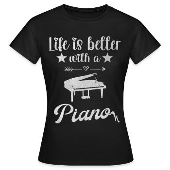 Pianiste Pianiste Piano - T-shirt Femme - noir - Devant - AI Model Female 172 dark (172cm)