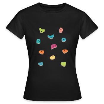 Wall climbing Bouldering rock face - Women's T-Shirt - black - Front - AI Model Female 172 dark (172cm)
